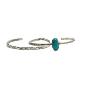 2024 BLACK FRIDAY Turquoise Cuff & Stamped Cuff Set - D