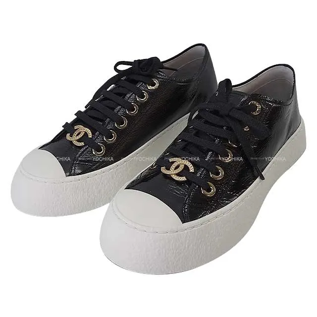 2024 SS CHANEL sneakers Low cut Logo Coco mark with Charm Top #37 Noir (Black) Leather 37 Gold HW G45560[BRAND NEW][Authentic]