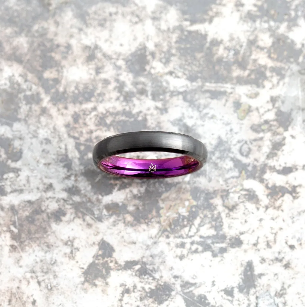 Black Tungsten Ring - Resilient Purple - 4MM