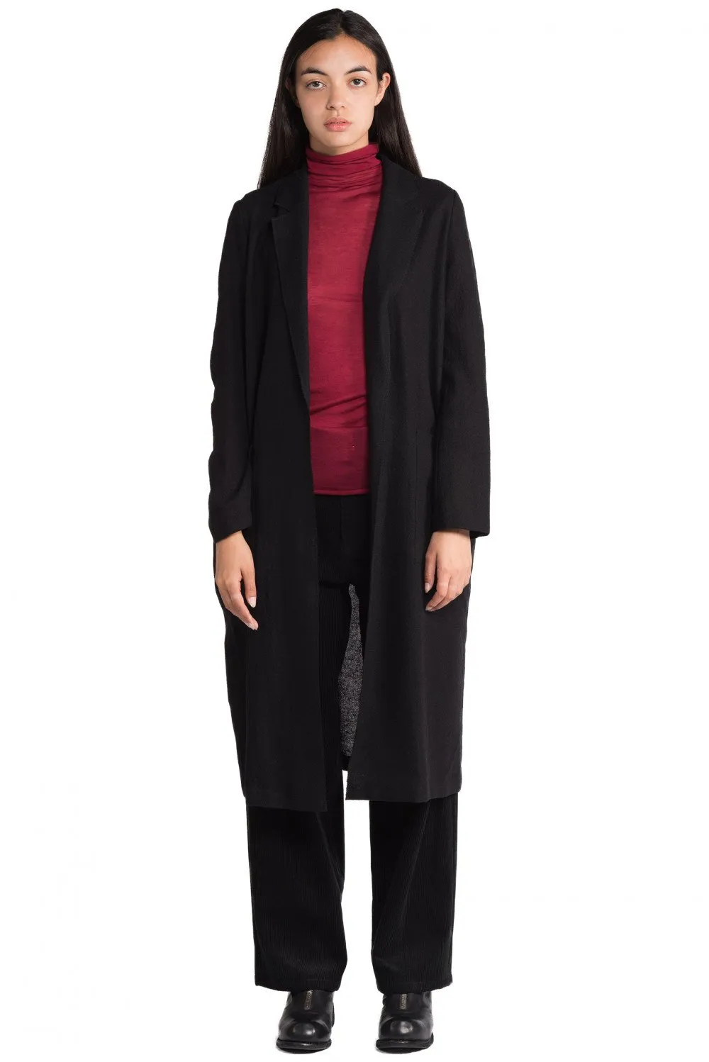 Black Wool Cardigan Coat