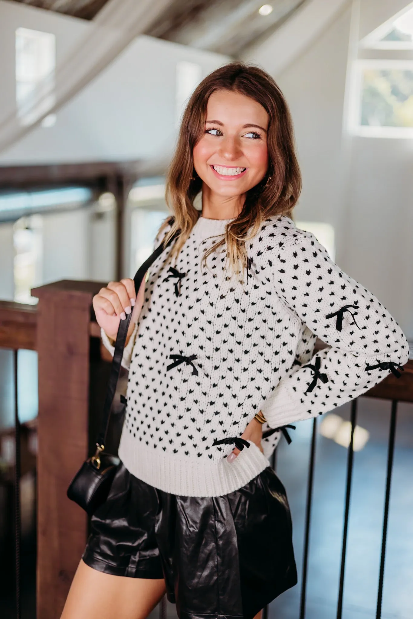 Bow Charm Cream Sweater