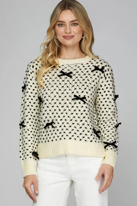 Bow Charm Cream Sweater