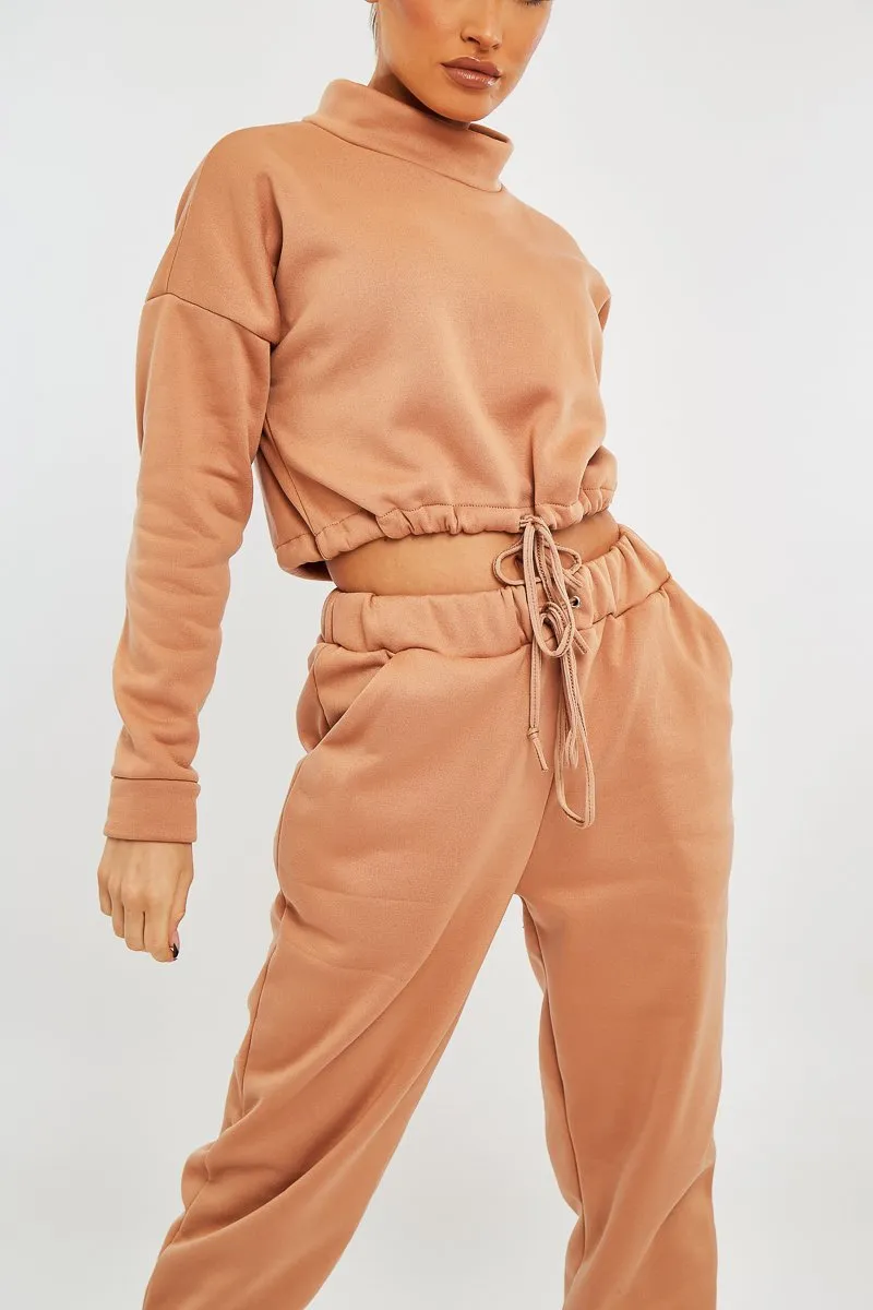 Camel Drawstring Waist Jumper and Joggers Co-ord - Kayla