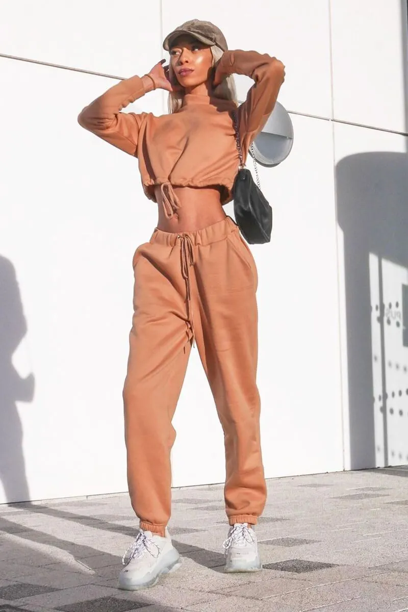 Camel Drawstring Waist Jumper and Joggers Co-ord - Kayla