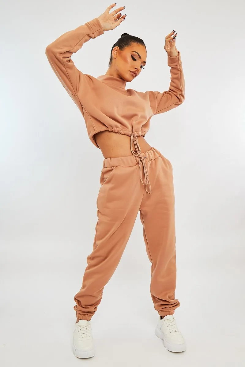 Camel Drawstring Waist Jumper and Joggers Co-ord - Kayla