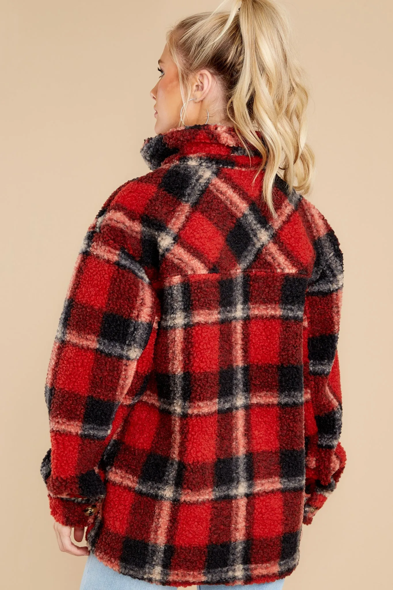 Can't Wait To See You Red Plaid Shacket