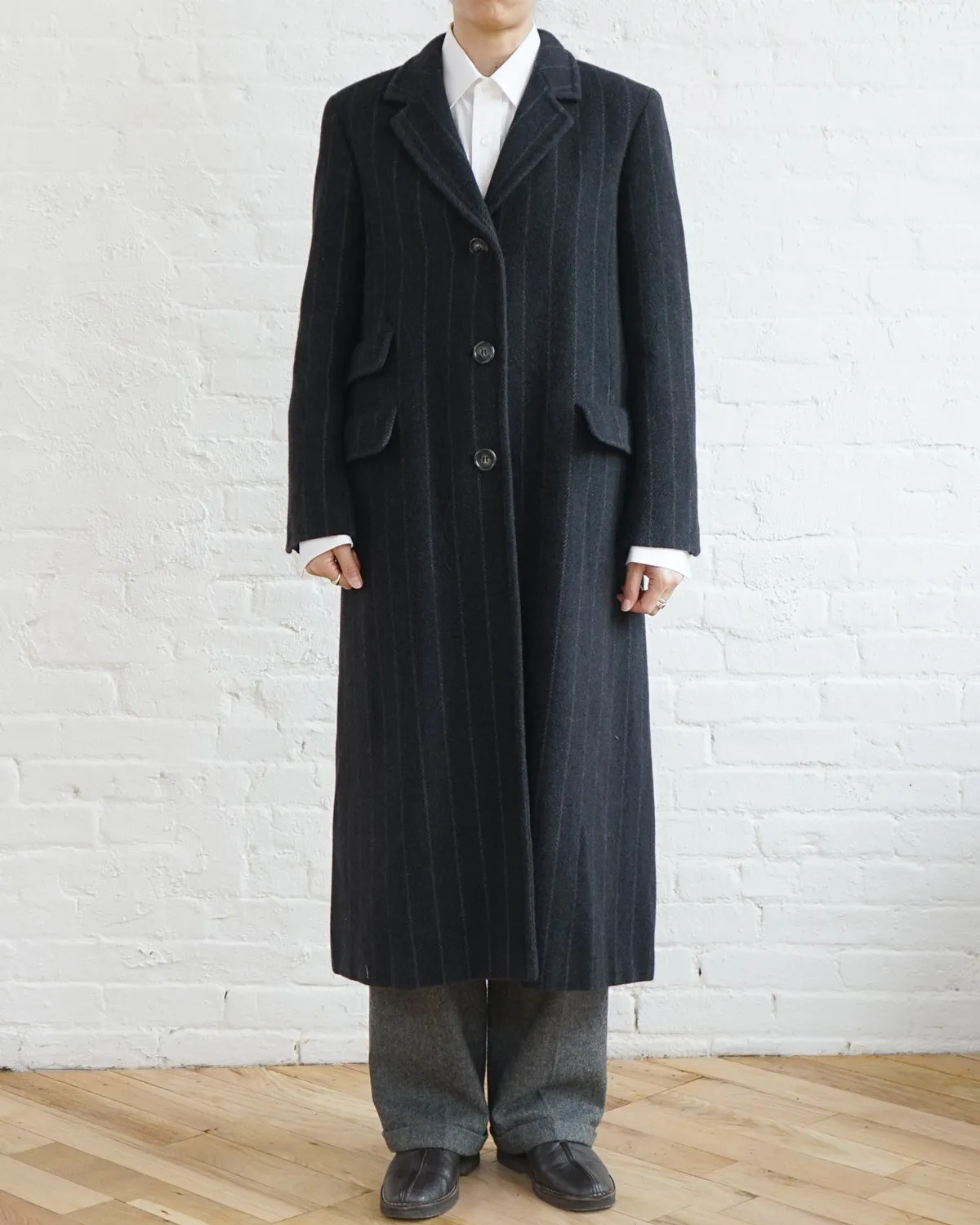 Chalk Striped Wool Coat