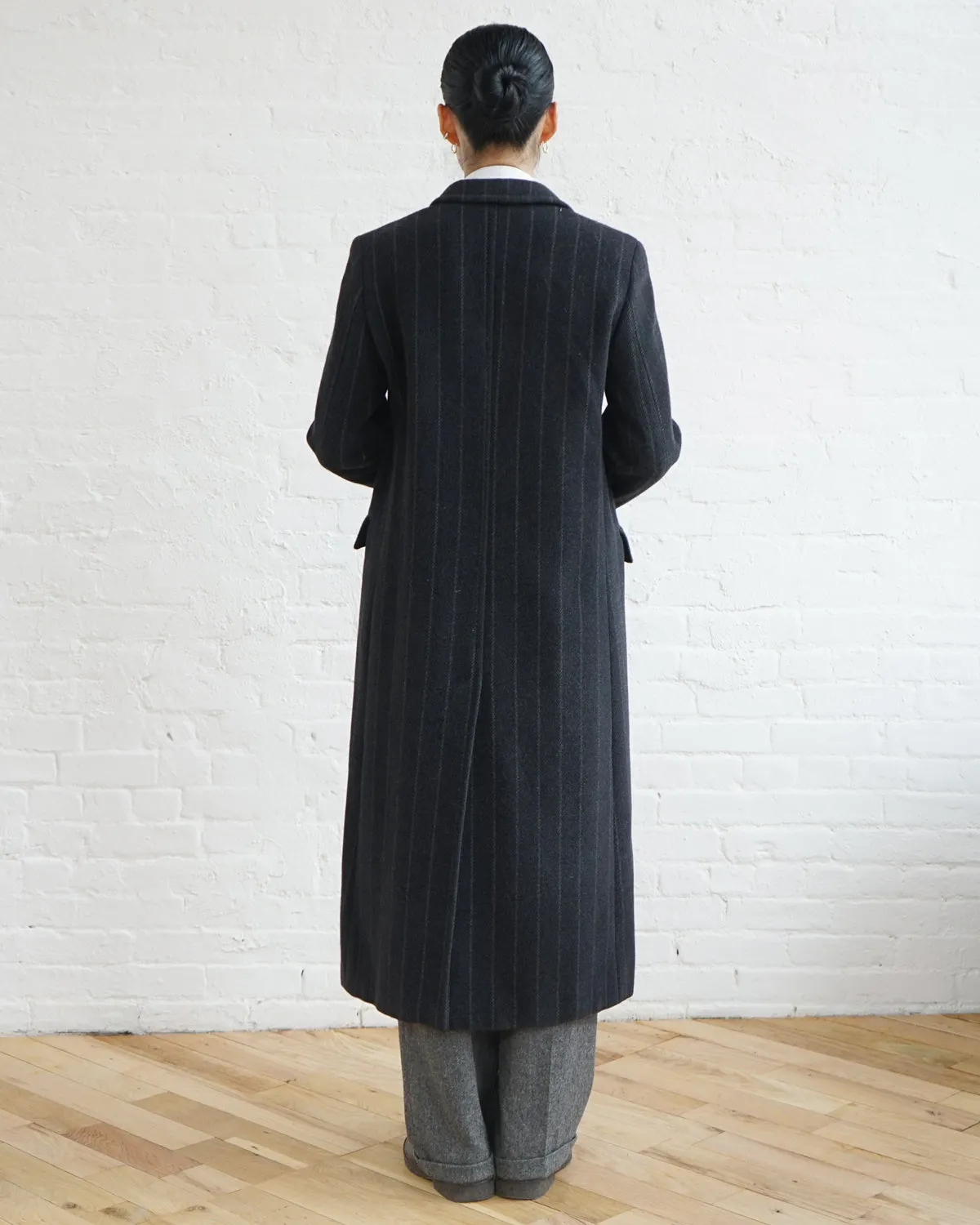 Chalk Striped Wool Coat