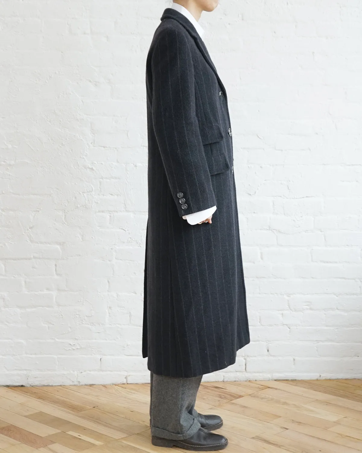 Chalk Striped Wool Coat