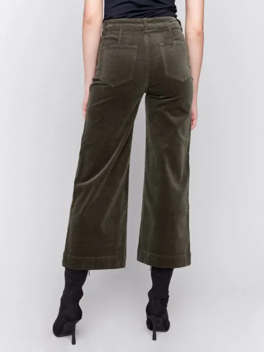 Charlie B C5538 Patch Pocket Corduroy Flare Pants