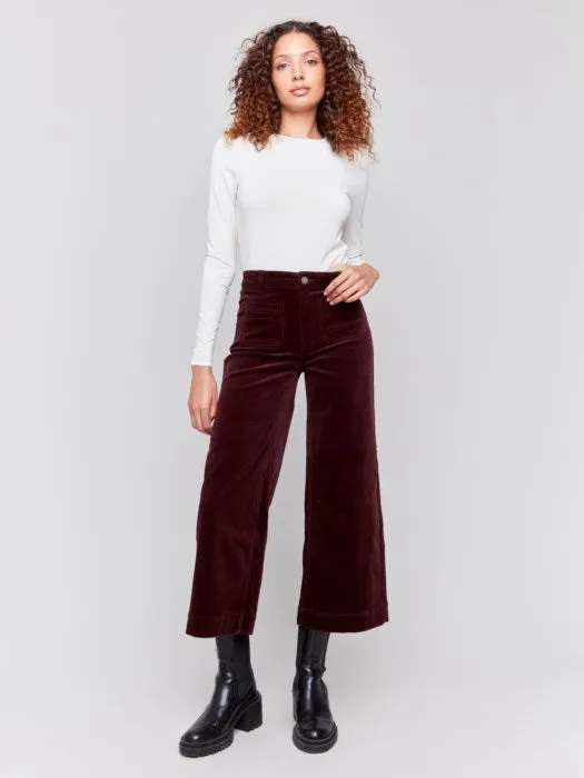 Charlie B C5538 Patch Pocket Corduroy Flare Pants