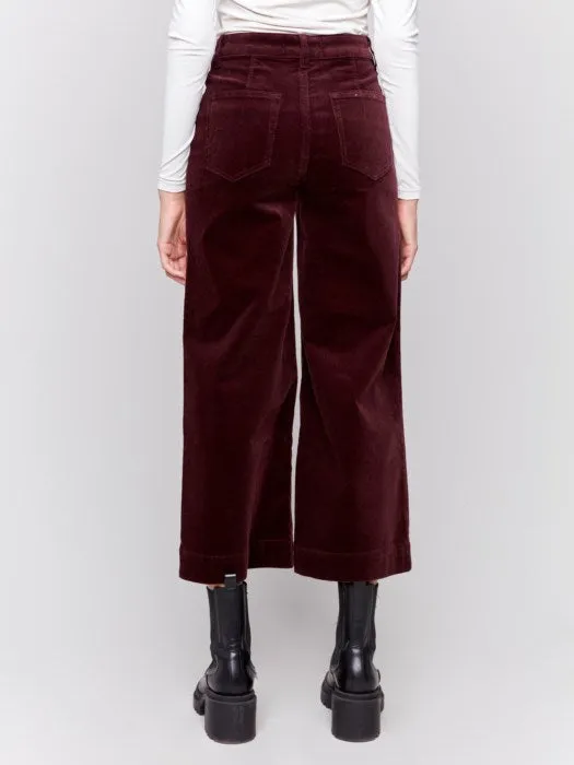 Charlie B C5538 Patch Pocket Corduroy Flare Pants