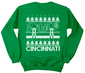 Cincinnati Bridge and Skyline Christmas Sweater