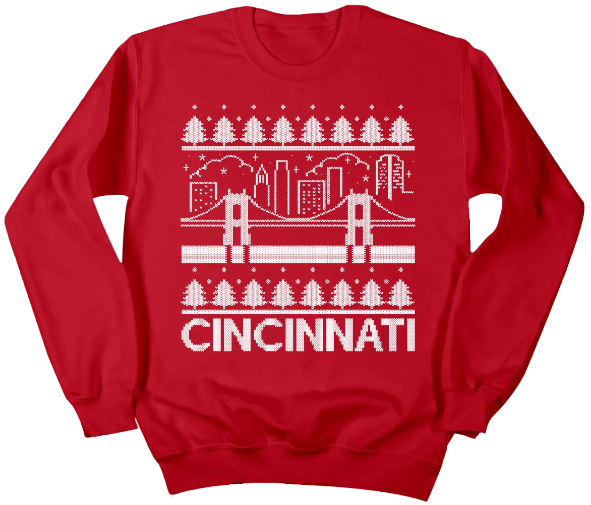 Cincinnati Bridge and Skyline Christmas Sweater