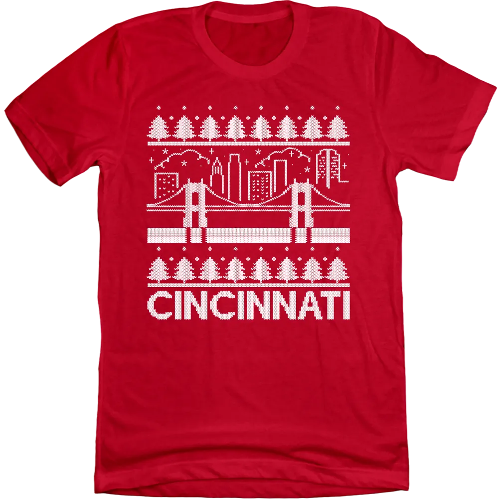 Cincinnati Bridge and Skyline Christmas Sweater