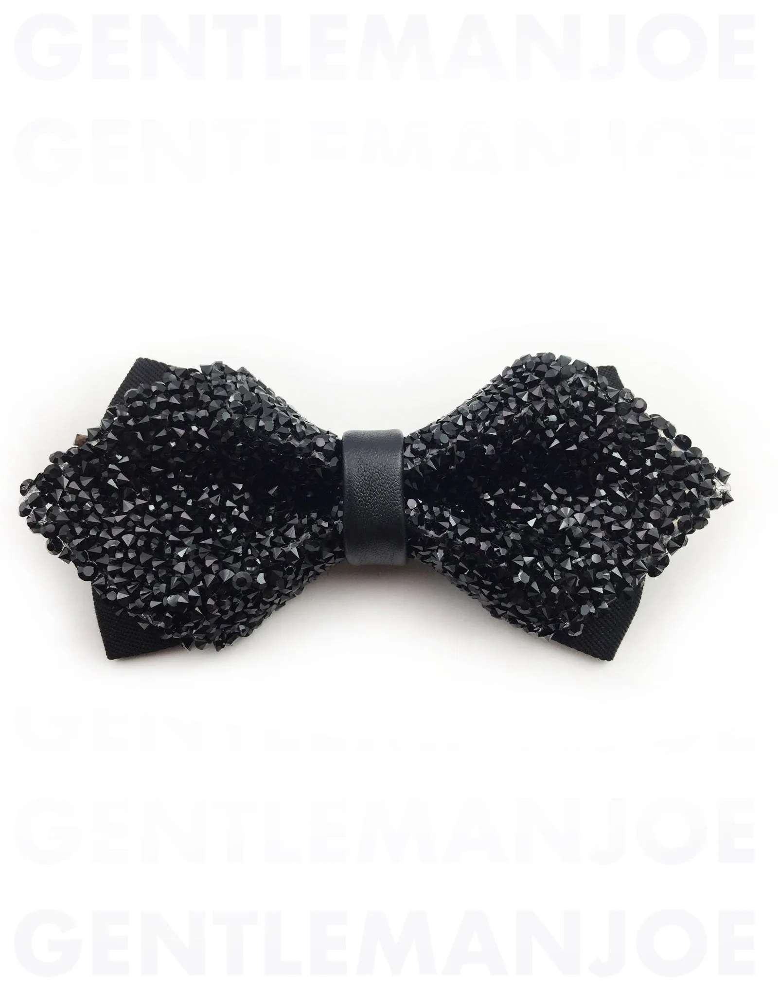 Diamond Tip Black Crystal Bow Tie