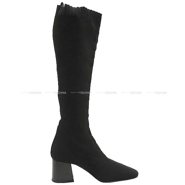 HERMES boots Fontaine 60 #36.5 Noir (Black) Knit/Calf #36.5[BRAND NEW][Authentic]