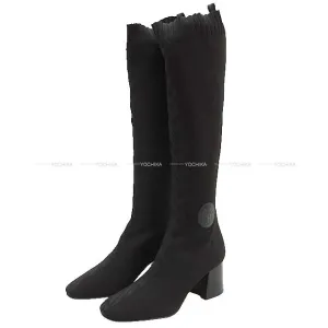 HERMES boots Fontaine 60 #36.5 Noir (Black) Knit/Calf #36.5[BRAND NEW][Authentic]