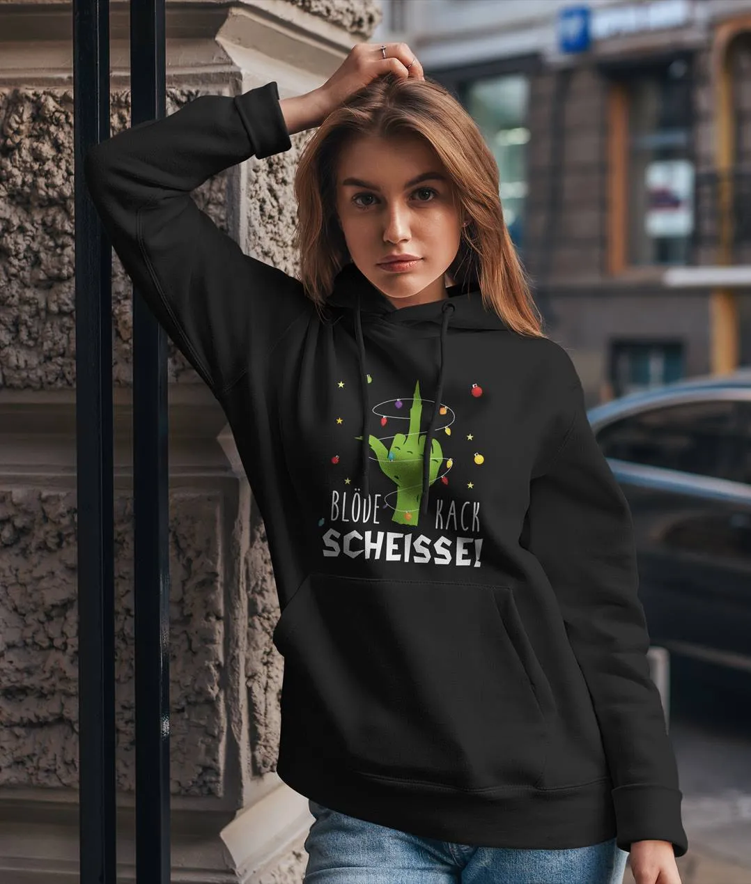 Hoodie - Grinch - Blöde Kackscheisse! (Mittelfinger)