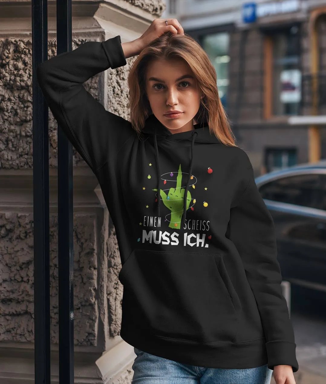 Hoodie - Grinch - Einen Scheiss muss ich. (Mittelfinger)