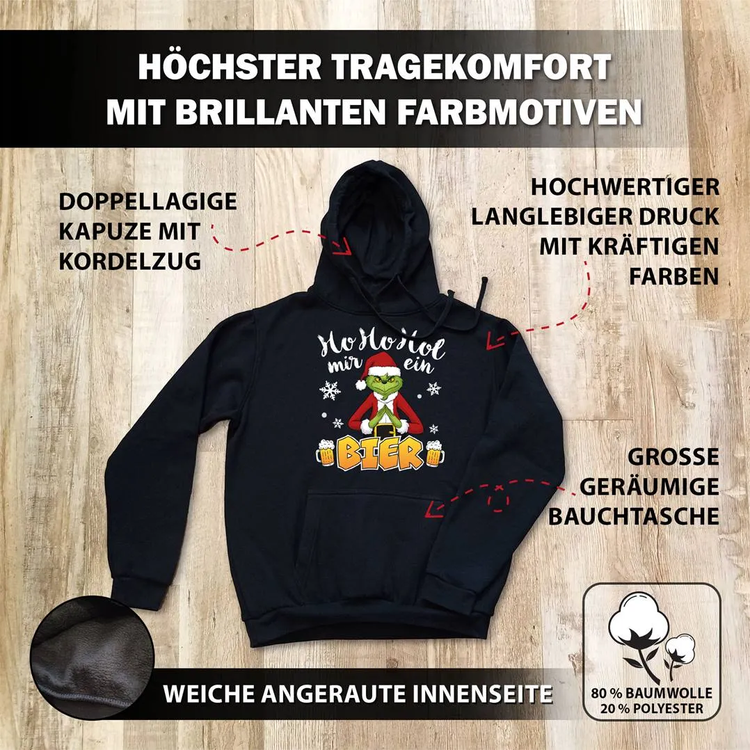 Hoodie - Grinch - Ho Ho Hol mir ein Bier