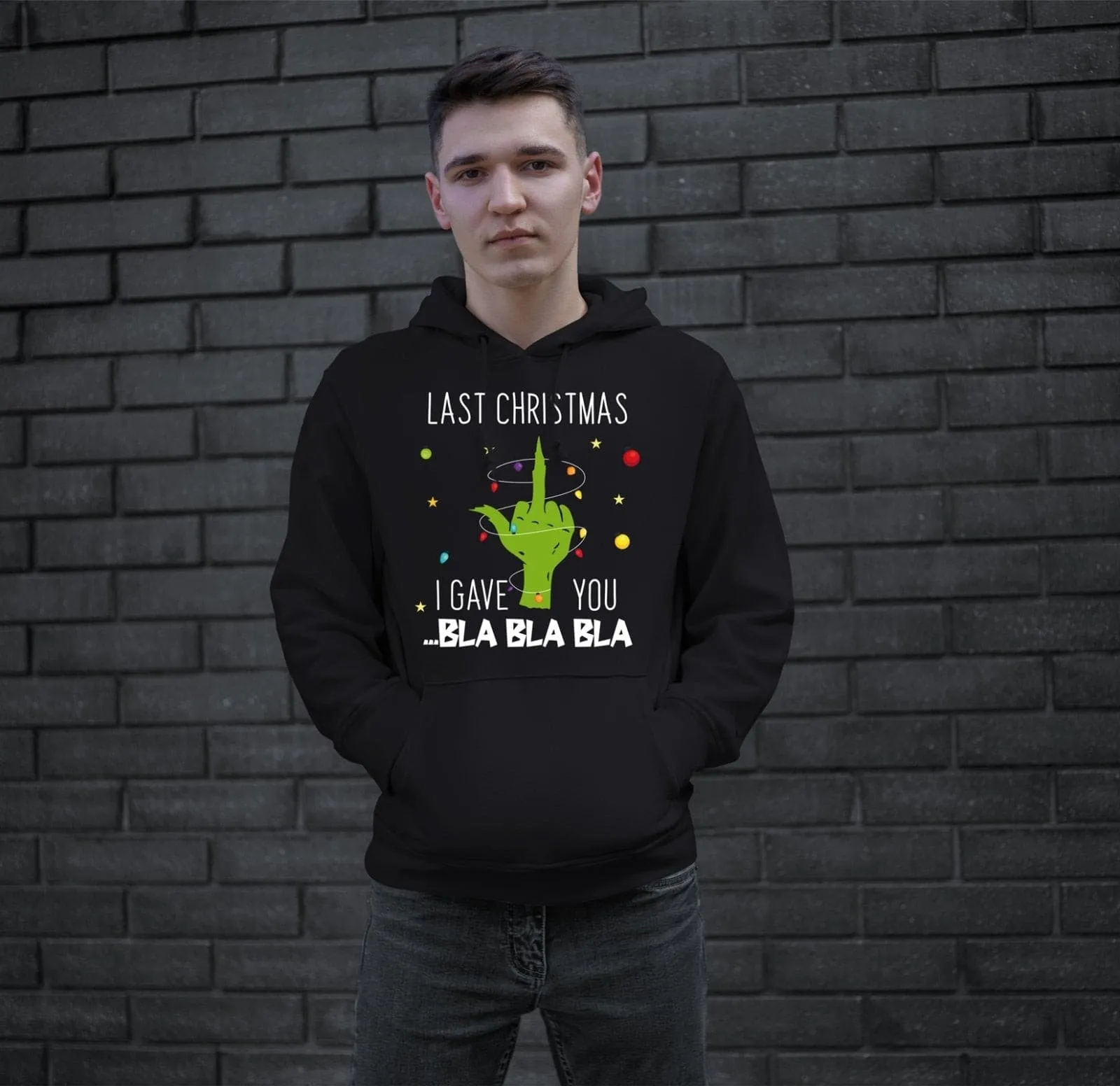 Hoodie - Grinch - Last Christmas I gave you ... bla bla bla (Mittelfinger)