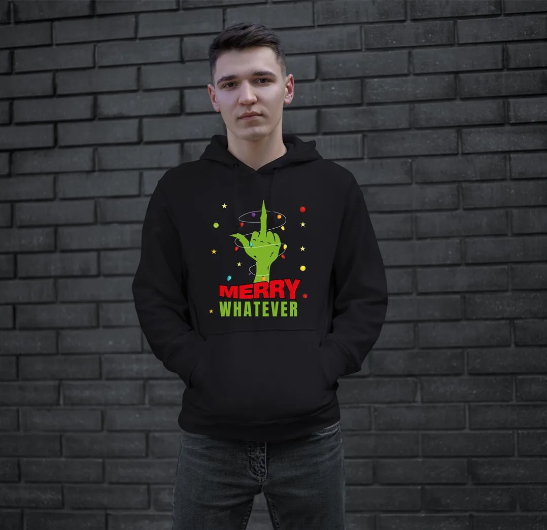 Hoodie - Grinch - Merry whatever (Mittelfinger)