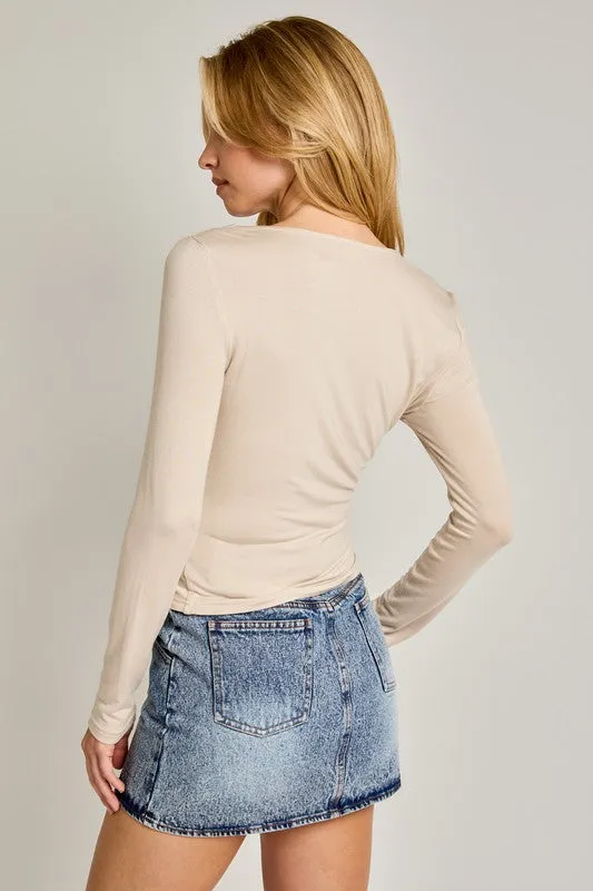 Kaitlin Long Sleeve Knit Top Taupe