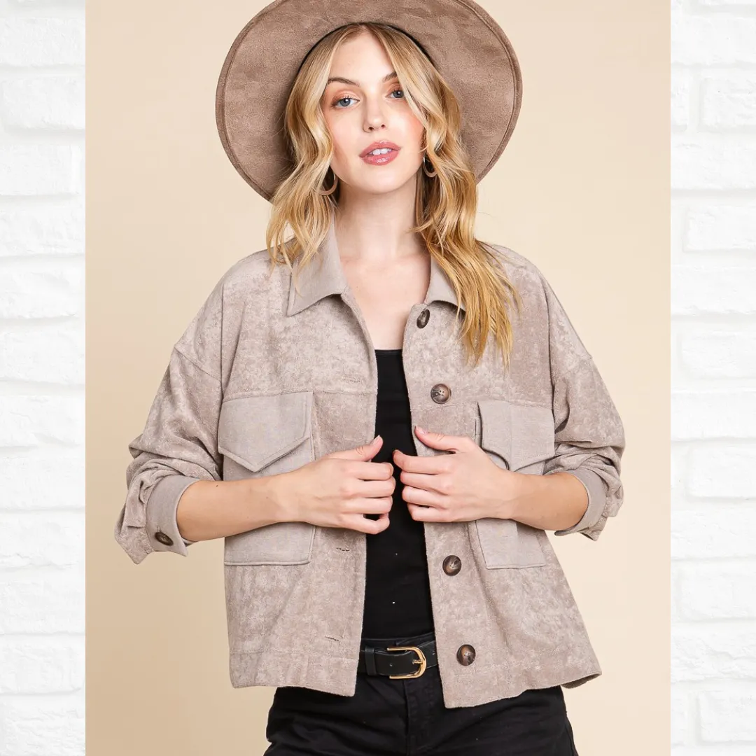 Latte Cropped Jacket S-3XL