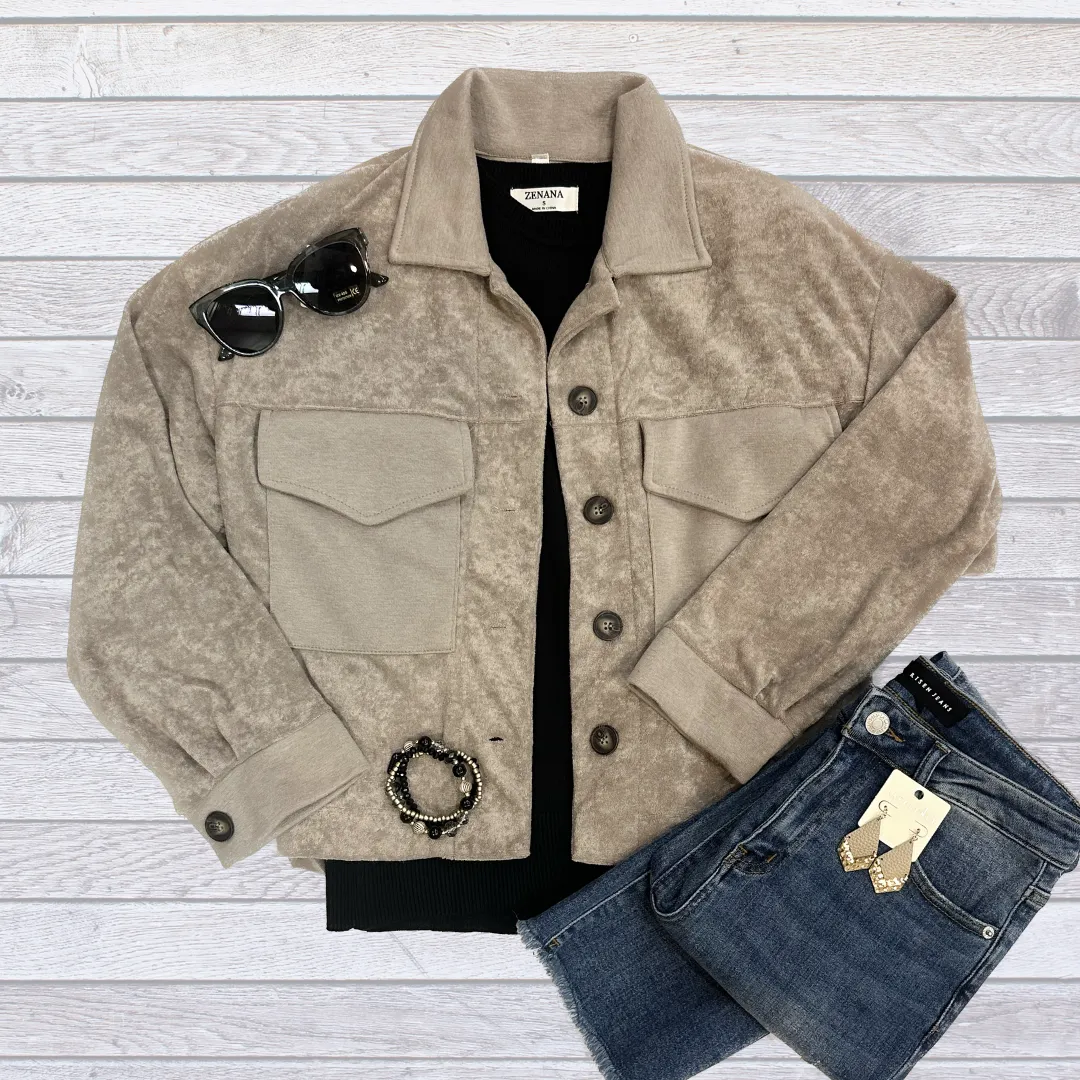 Latte Cropped Jacket S-3XL