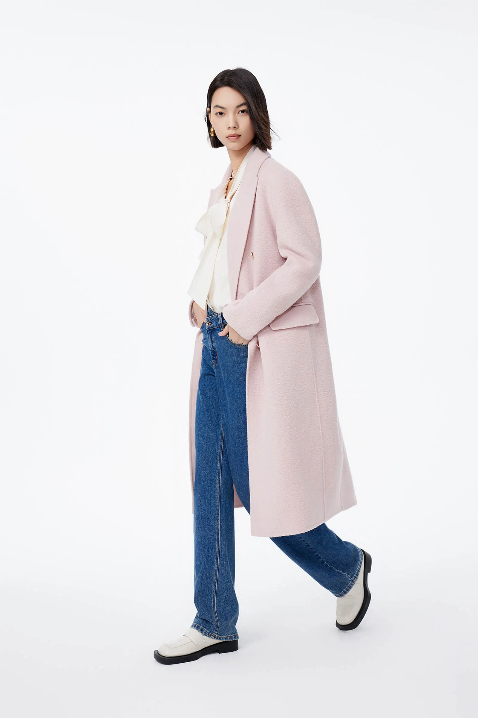 LILY Double-Breasted Sheep Wool Overcoat