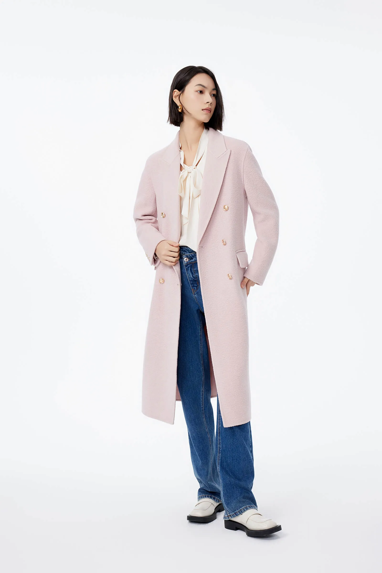 LILY Double-Breasted Sheep Wool Overcoat