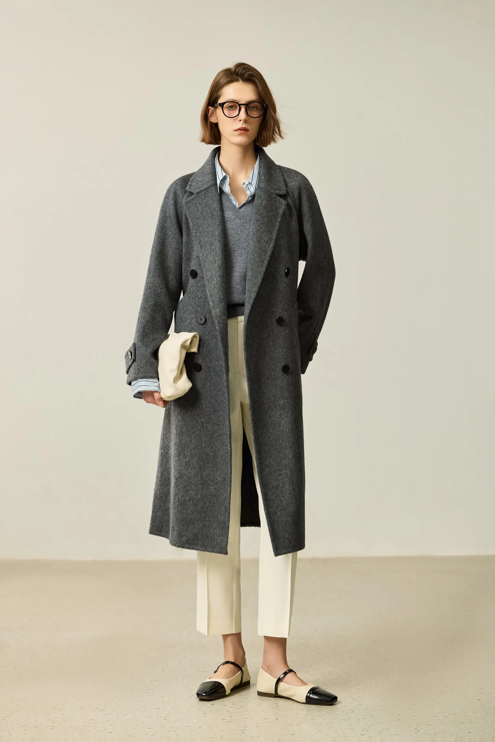 LILY Grey-Tone Wool Double-Faced Coat