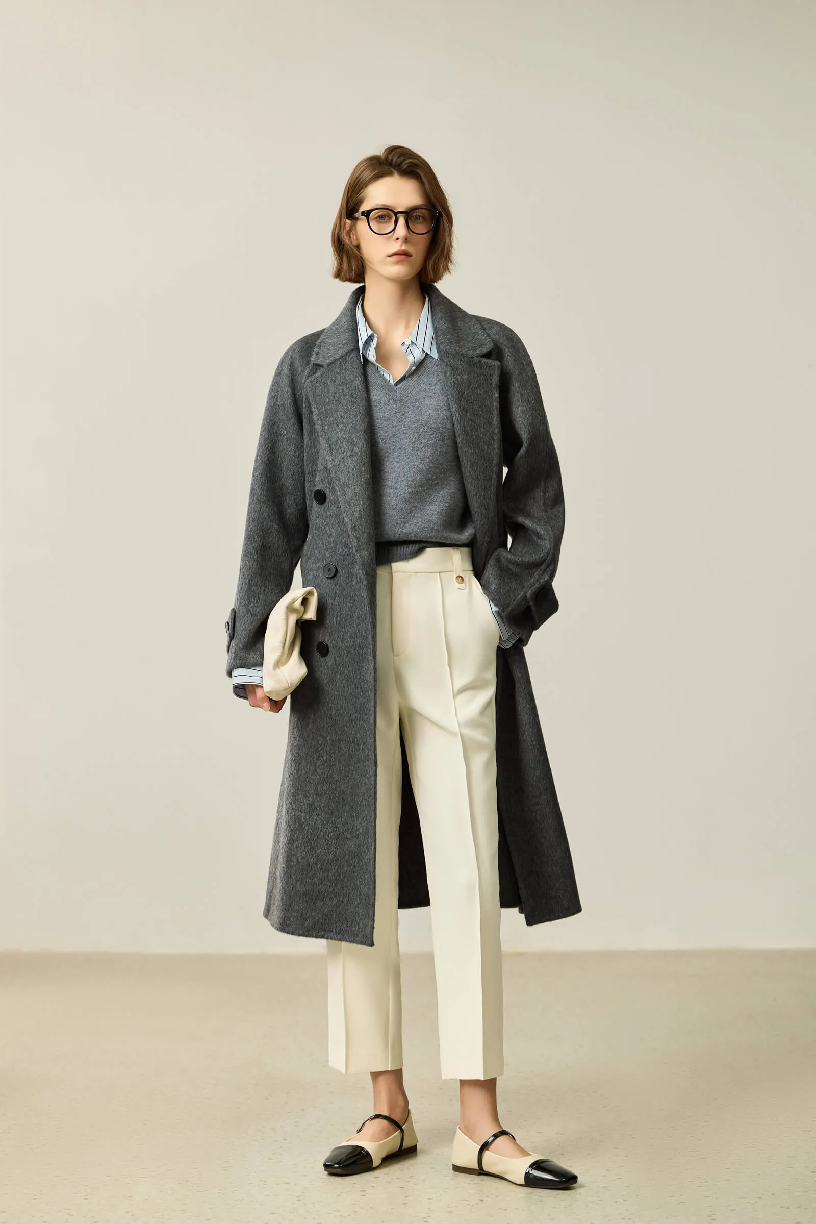 LILY Grey-Tone Wool Double-Faced Coat