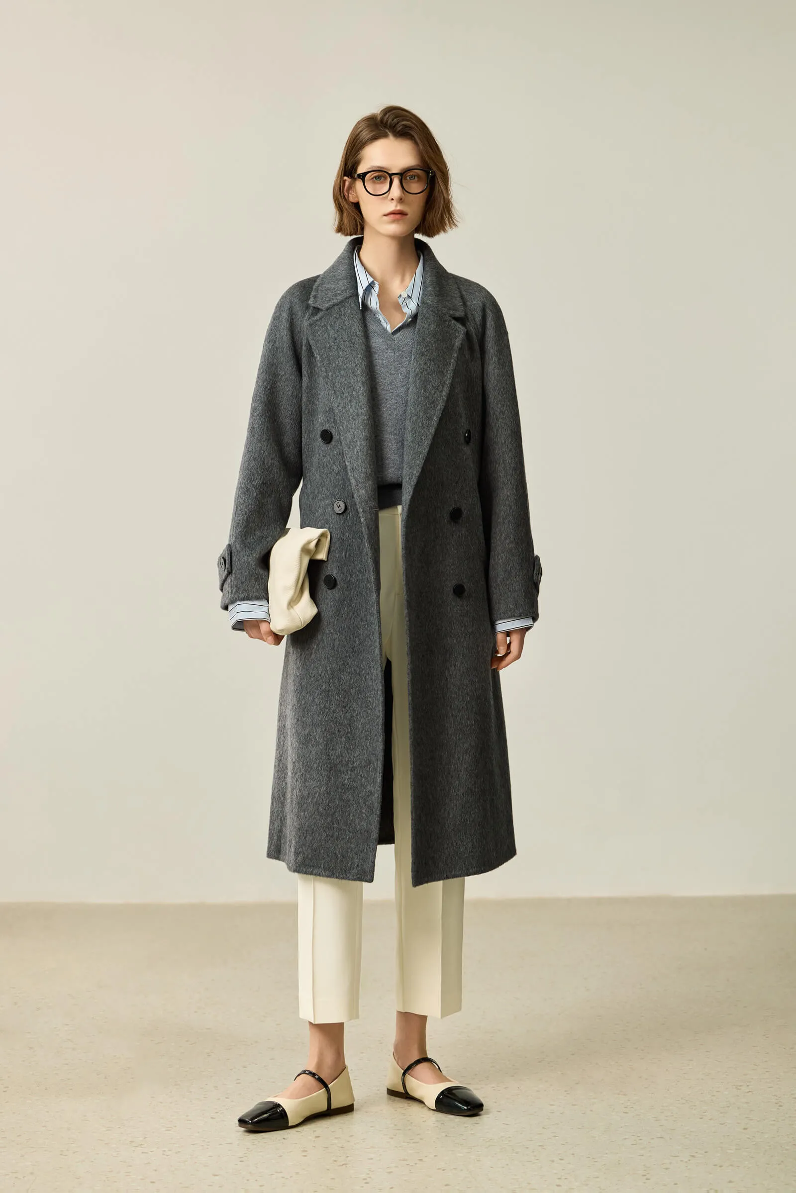 LILY Grey-Tone Wool Double-Faced Coat