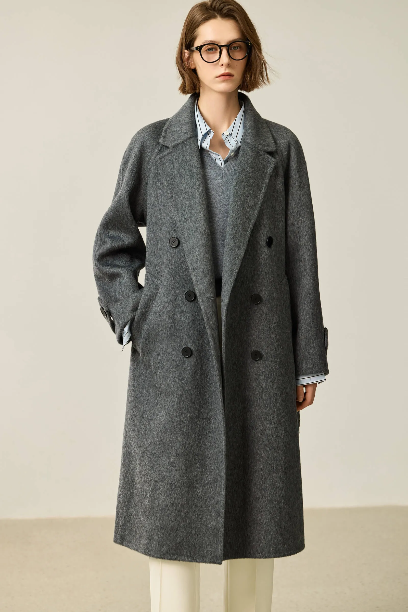 LILY Grey-Tone Wool Double-Faced Coat