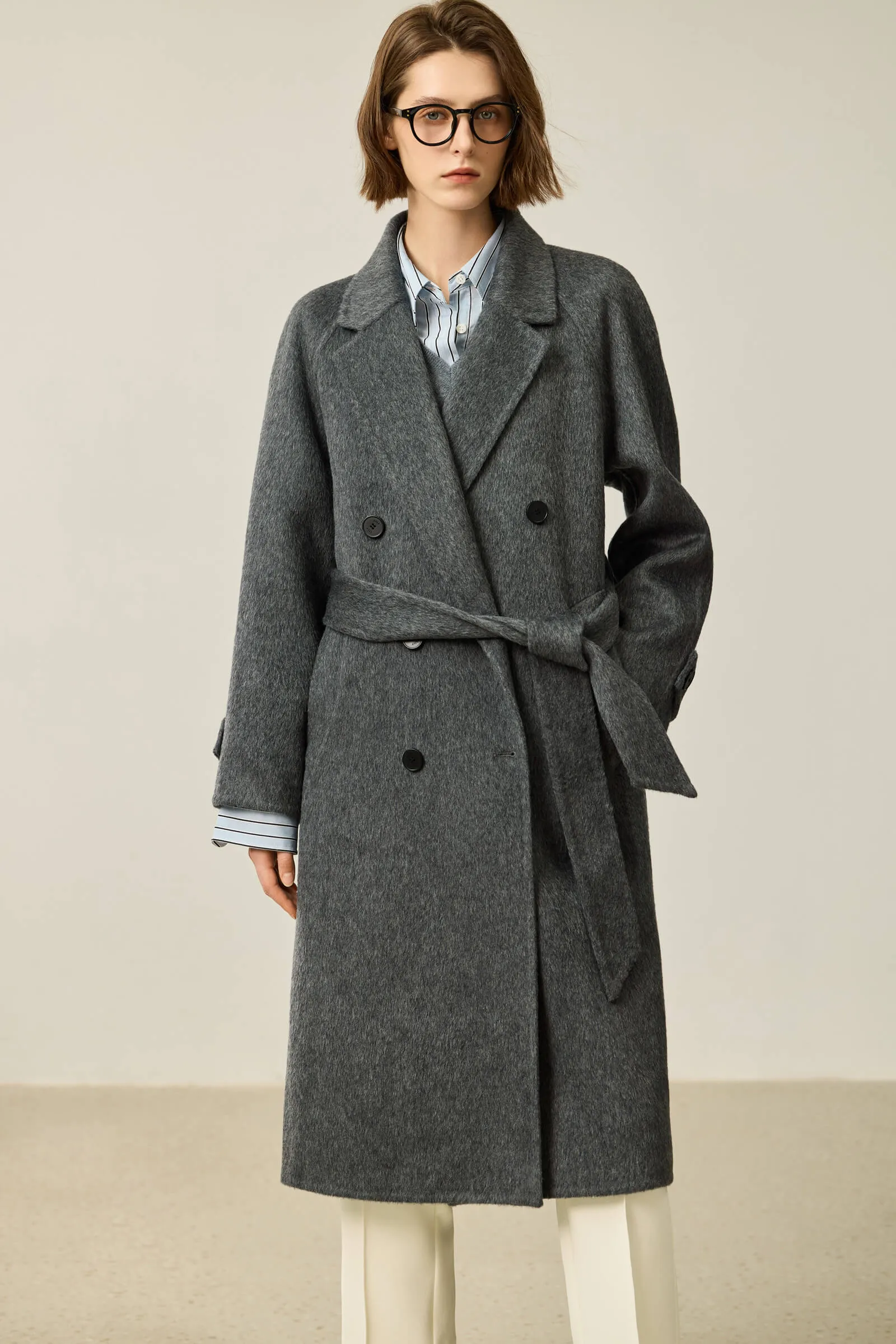 LILY Grey-Tone Wool Double-Faced Coat