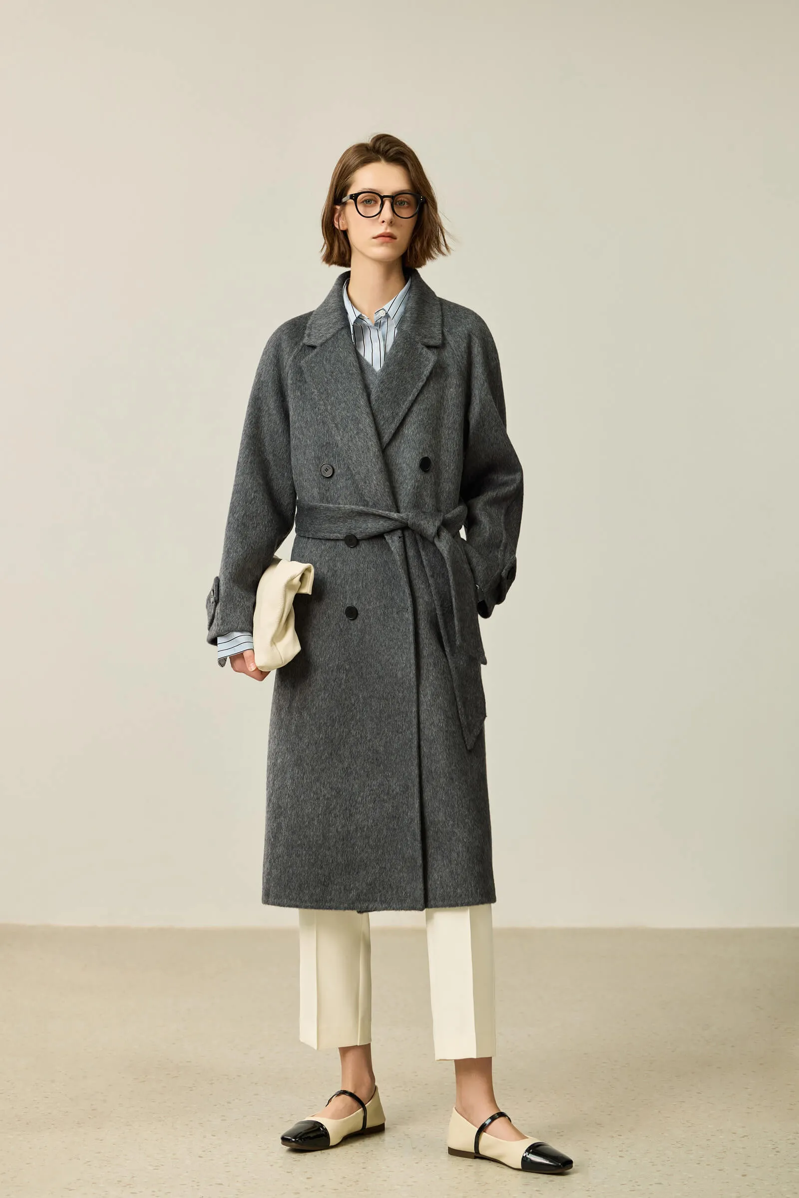 LILY Grey-Tone Wool Double-Faced Coat