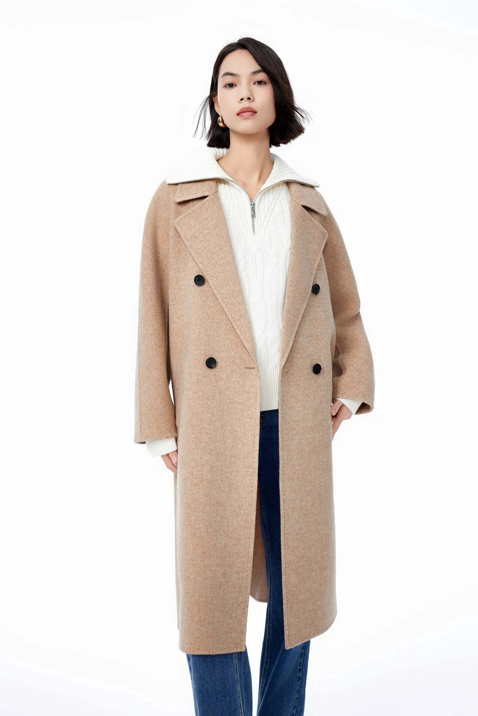 Lily Zero-Pressure Cotton Wool Double-Breasted Coat