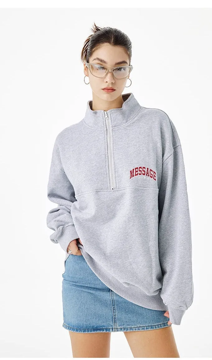 MessAgeLab-Women's vintage sweatshirt spring and autumn street polo neck