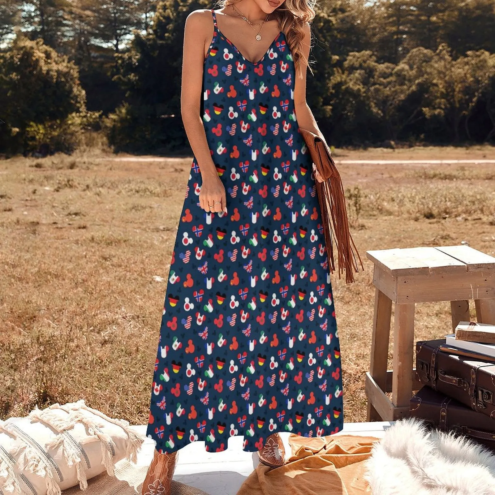 Mickey Flags Women's Summer Slip Long Dress