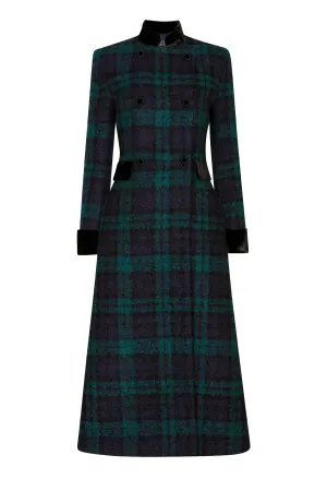 Midi-length Winter Coat in Black Watch Bouclé Tweed - Dashwood