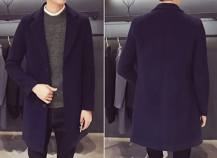 Navy Blue Wool and Blends Trench Coat by Italian Vega®