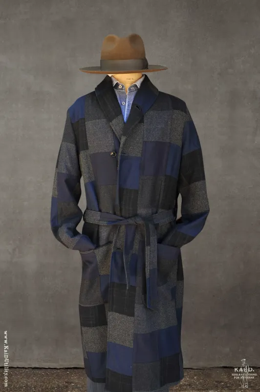 Patchwork Wool Rob Coat - Blue - M (NO RETURN)