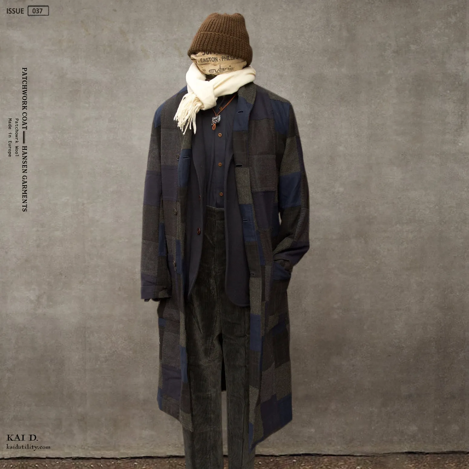 Patchwork Wool Rob Coat - Blue - M (NO RETURN)