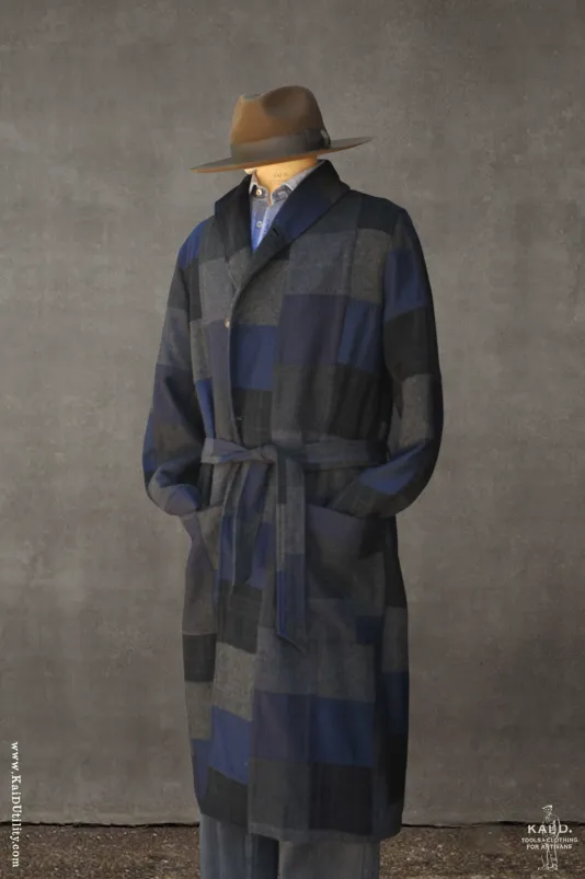 Patchwork Wool Rob Coat - Blue - M (NO RETURN)