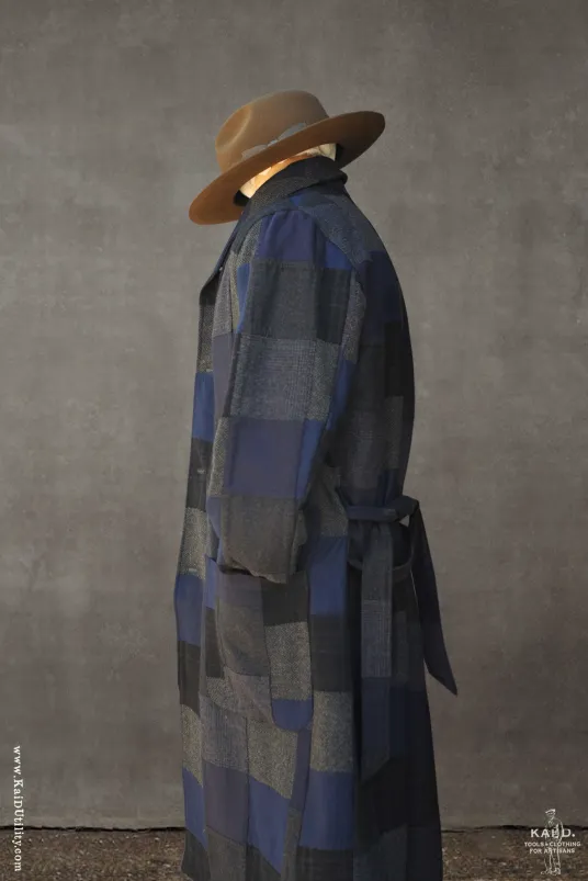 Patchwork Wool Rob Coat - Blue - M (NO RETURN)