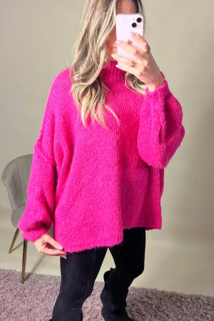 Pink knitted high neck jumper