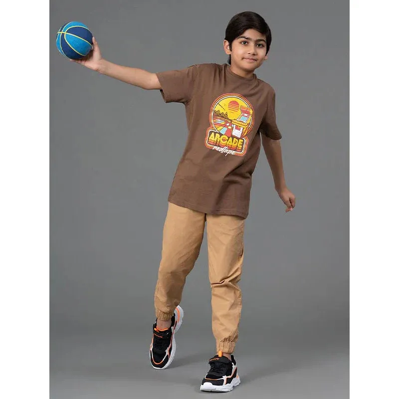 RedTape Joggers for Boy's- Best in Comfort| Cotton | Tan Color| Casual Fit | Front and Back Side Pockets.