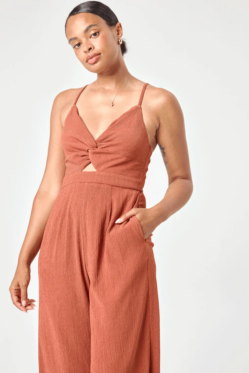 Rust Twist Crinkle Jumpsuit